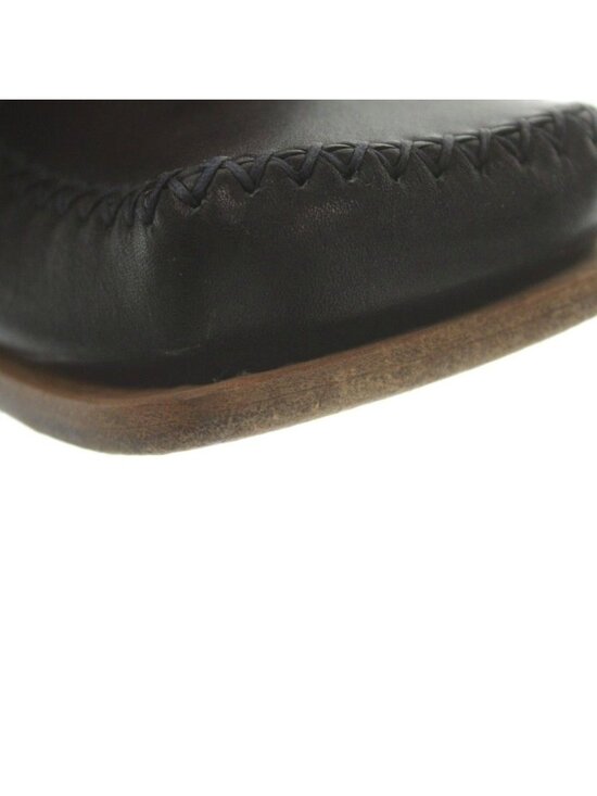 Louis Vuitton Square Toe Loafers Leather Stitch 6 Black